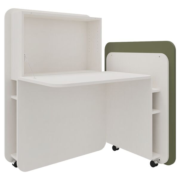 fm Büromöbel Sekretär »FLATup« rechts öffnend diamantweiß grün, 107x126x91 cm