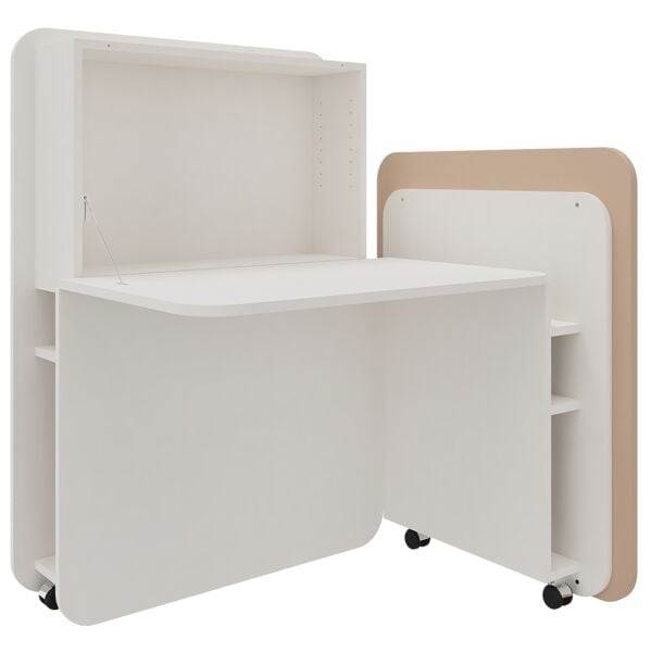 fm Büromöbel Sekretär »FLATup« rechts öffnend diamantweiß beige, 107x126x91 cm