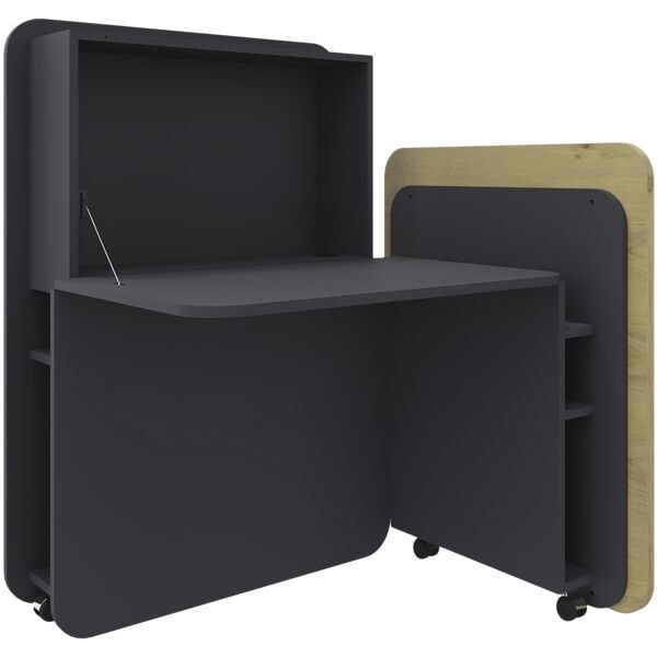 fm Büromöbel Sekretär »FLATup« rechts öffnend graphitfarben braun, 107x126x91 cm