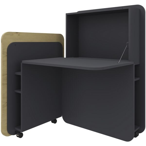 fm Büromöbel Sekretär »FLATup« links öffnend graphitfarben braun, 107x126x91 cm