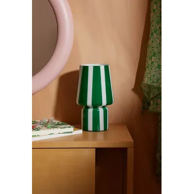 Stripe Little Glass Table Lamp - Green W: 9.6 cm x H: 22 cm at Urban Outfitters