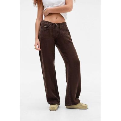 BDG Chocolate Kayla Linen Trousers - Brown M at Urban Outfitters