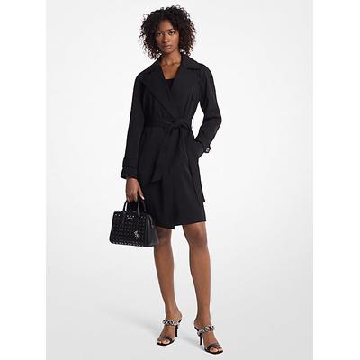 Michael Kors Draped Woven Trench Coat Black L