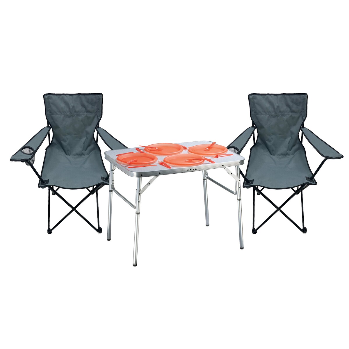 Mojawo 3-tlg. praktisches Campingmöbel Set Alu Campingtisch + 2 Anglersessel Image