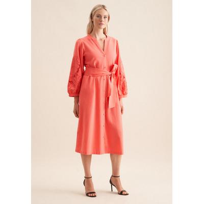 Sommerkleid SEIDENSTICKER "Schwarze Rose", Damen, Gr. S (36), Normalgrößen, rosa (rosa, pink), 65% Baumwolle 35% Leinen/Flachs, unifarben, regular fit, Rundhals, Halbarm, Kleider, 7/8-Arm Rundhals Uni Image