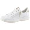 Sneaker ARA "ROMA", Damen, Gr. 6,5, weiß (weiß, platinfarben), Glattleder, kontrastfarbene Details, metallic, sportlich, Schuhe Sneaker, Freizeitschuh, Komfortschuh in Bequemweite H (= sehr weit)