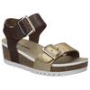 Sandale JOSEF SEIBEL "Quinn 02", Damen, Gr. 41, braun (goldfarben, dunkelbraun), Leder, metallic, kontrastfarbene Details, modisch, Schuhe, Plateausandale, Keilsandalette, Klettschuh mit Schnallen