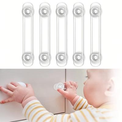 TEMU 5-pack Child Safety Cabinet Locks, Transparent Multi- Drawer And Cupboard Magnetic For Kids, Childproofing Straps Image