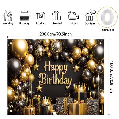 TEMU Happy Birthday Party Banner - , & Silvery Box & , Photography Backdrop For , & Image