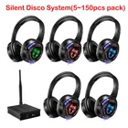 Silent Disco Compete System Cuffie wireless a LED nere - Fasci Silent Clubbing Party (5 cuffie + 1/2/3 trasmettitori)