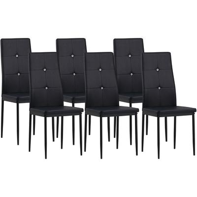 Esszimmerstühle diamond 6er Set, Schwarz - Edler Diamant-Look, Polsterstuhl Kunstleder-Bezug, Image
