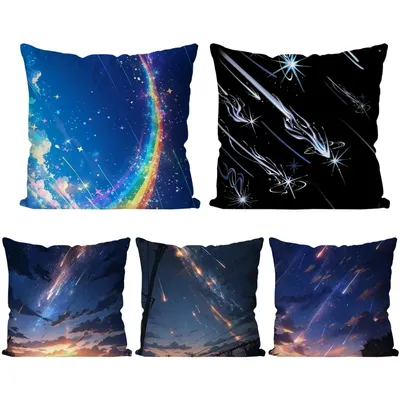 1pc Meteor Shower Starry Sky Pillow Case Square Pillow Bedroom Sofa LeisureComfort Cushion Car Image