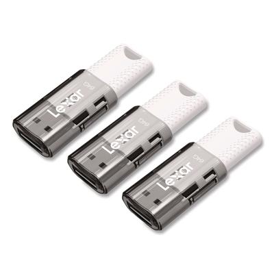 Lexar JumpDrive S60 USB 2.0 Flash Drive, 64 GB, Gray/White, 3/Pack (LXRLJDS6064GB3N) Pack of 3 Lexar™ USB Flash and Micro Drives