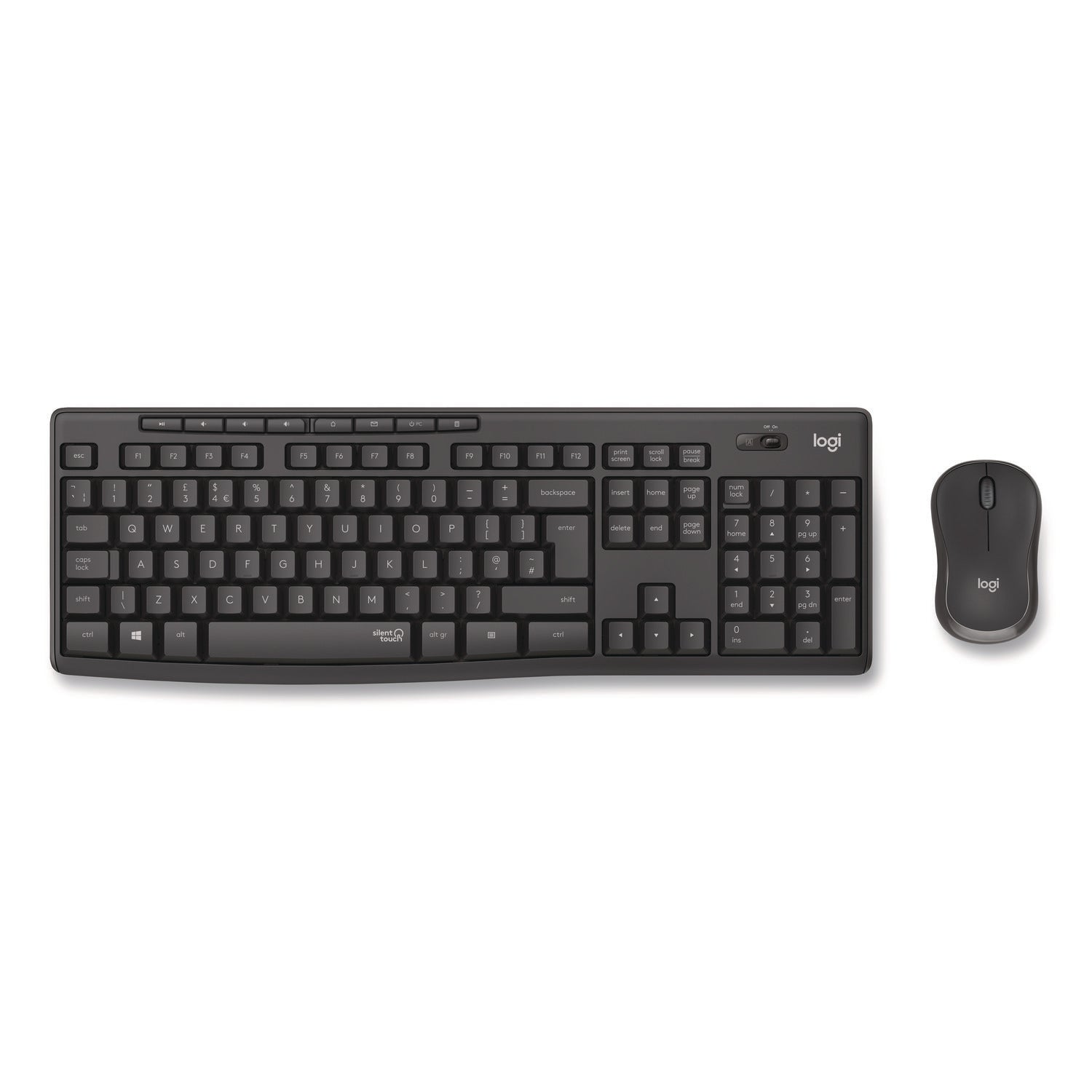 Logitech MK295 Silent Wireless Combo, 2.4 GHz Frequency/33 ft Wireless Range, Graphite (LOG920009782) Each Logitech® Cordless Keyboard and Mouse Comb