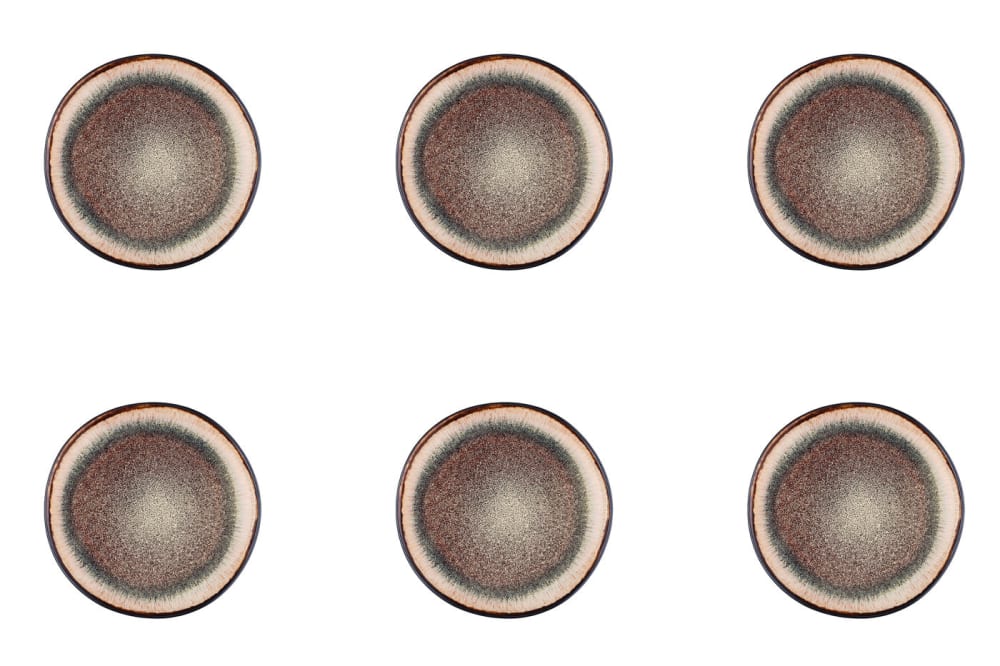 Lot de 6 assiettes à pain en grès marron D16