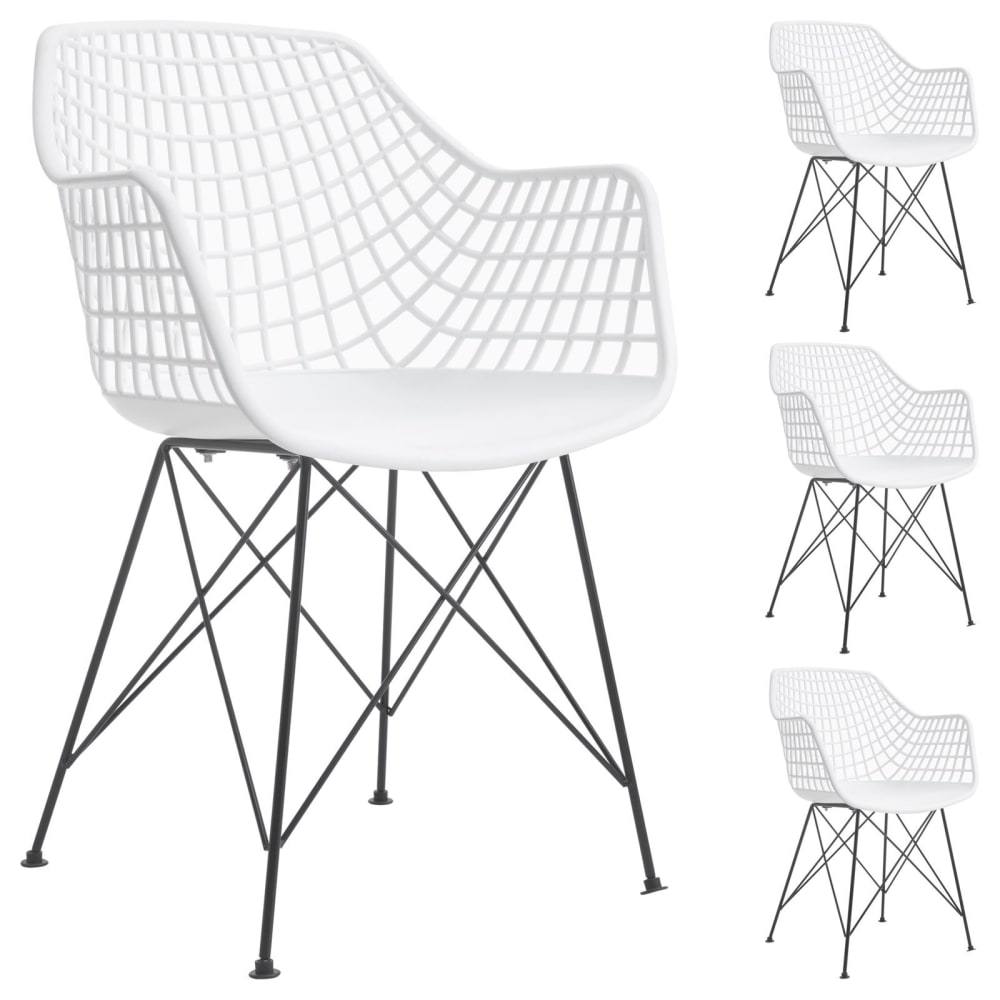 Chaises coque avec pieds en métal (x4), blanc