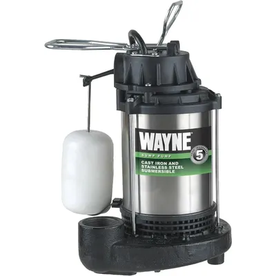 1 HP Submersible Cast Iron and Stainless Steel Sump Pump with Integrated Vertical Float Switch