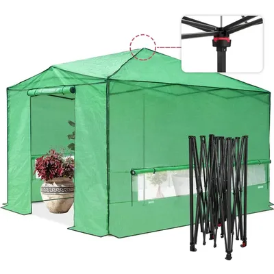 12x8 Portable Large Walk-in Greenhouse Instant Pop-up Fast Setup Indoor Outdoor Plant Gardening
