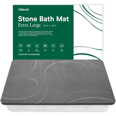 Super Absorbent Diatomaceous Earth Bath Mat Large, Quick Drying Non-Slip Diatomite Stone Bath Mats