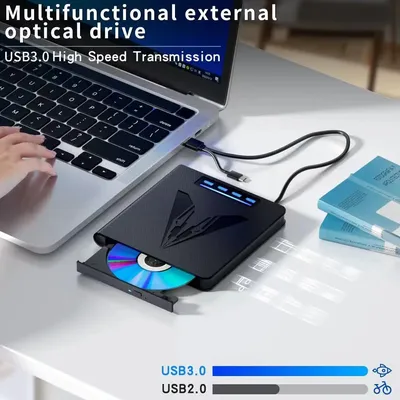 USB 3.0 Type-C CD DVD +/ -RW Drive,With 4 USB Ports And 2 SD Card Slots, Compatible With Laptops