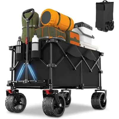 220L foldable station wagon with 330-pound weight capacity, utility garden wagon with all-terrain