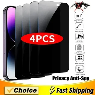 4PCS Privacy Screen Protector for iPhone 15 14 13 Pro Max 15 14 Plus 13 12 mini 11 Pro XS Max X XR