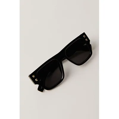 Brisbane Studded Rectangle Sunglasses at Free People in Black