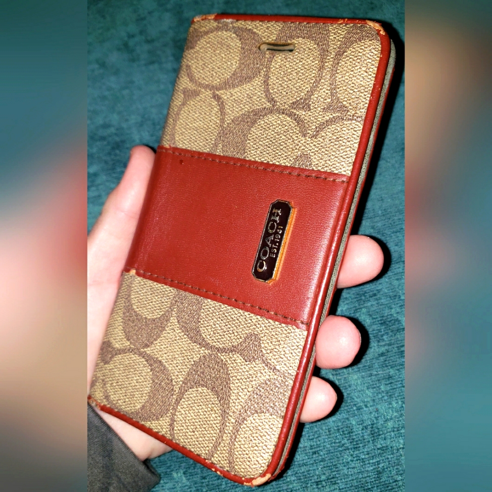 Coach Cell Phones & Accessories | Coach Signature Brown And Red Phone Case | Color: Brown/Red | Size: Os