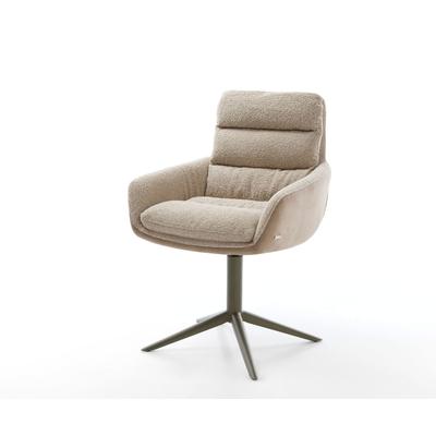 DELIFE Drehstuhl Abelia-Flex mit Armlehnen Materialmix Schlamm Fußkreuz Effektfinish Titan 360° drehbar Wippfunktion, Esszimmerstühle Image