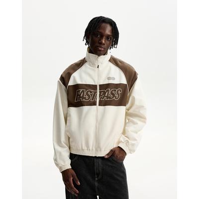Bershka Printed Technical Jacket Men Xl Brown