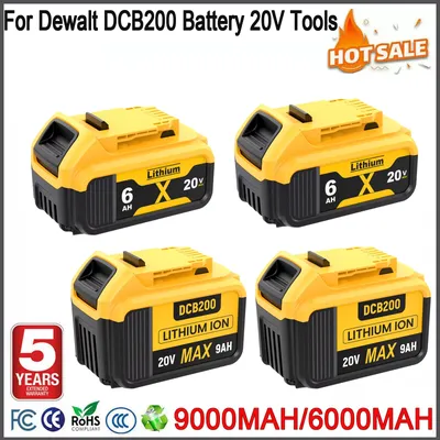 9A/ 6,8 A/ 6A Für Dewalt 20V Batterie Lithium-ionen Ersatz Batterie Für Dewalt DCB200 DCD805 DCF885 akku-bohrschrauber Power Tools