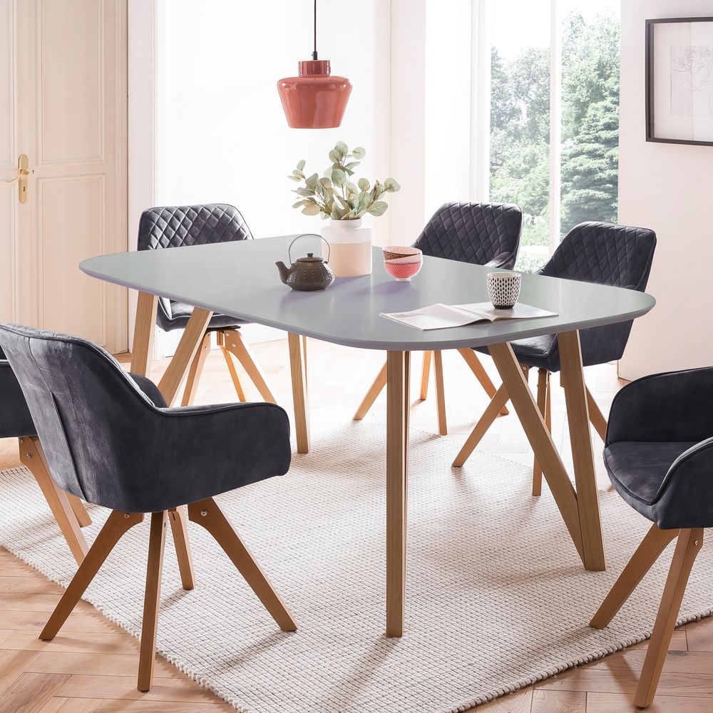 SalesFever »Aino-Mercur« Esszimmergruppe 5-teilig schwarz/grau Esstisch 180x90 cm