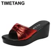 Hochwertige Sommer-Keilsandalen für Damen, 6 cm, mittlerer Absatz, neu, 2024, Größe 34 35 40, Plateau, offener Zehenbereich, eleganter Schuh, Schwarz, Gold, Rot