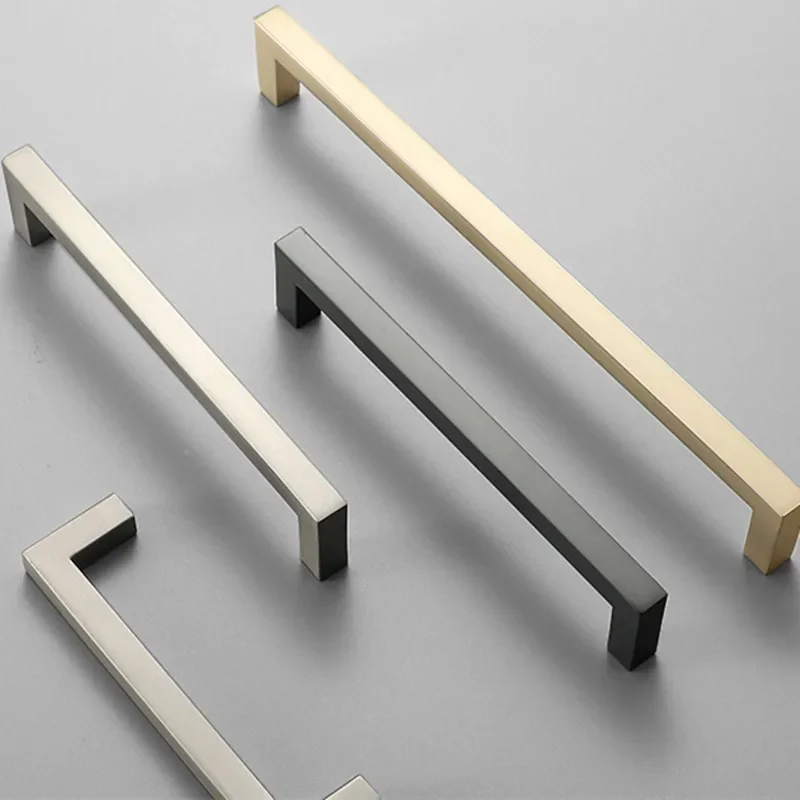 Moderne Schrankgriffe, Küchentürgriffe, Schubladenknöpfe, Kleiderschrank-Türgriffe aus Aluminiumlegierung, gebürstete Hardware im modernen Stil Image