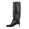 Schwarz Sexy Karree Damen Stiefel Herbst Neue Laufsteg Elegante Kniehohe Leder Stiefel Mode Party