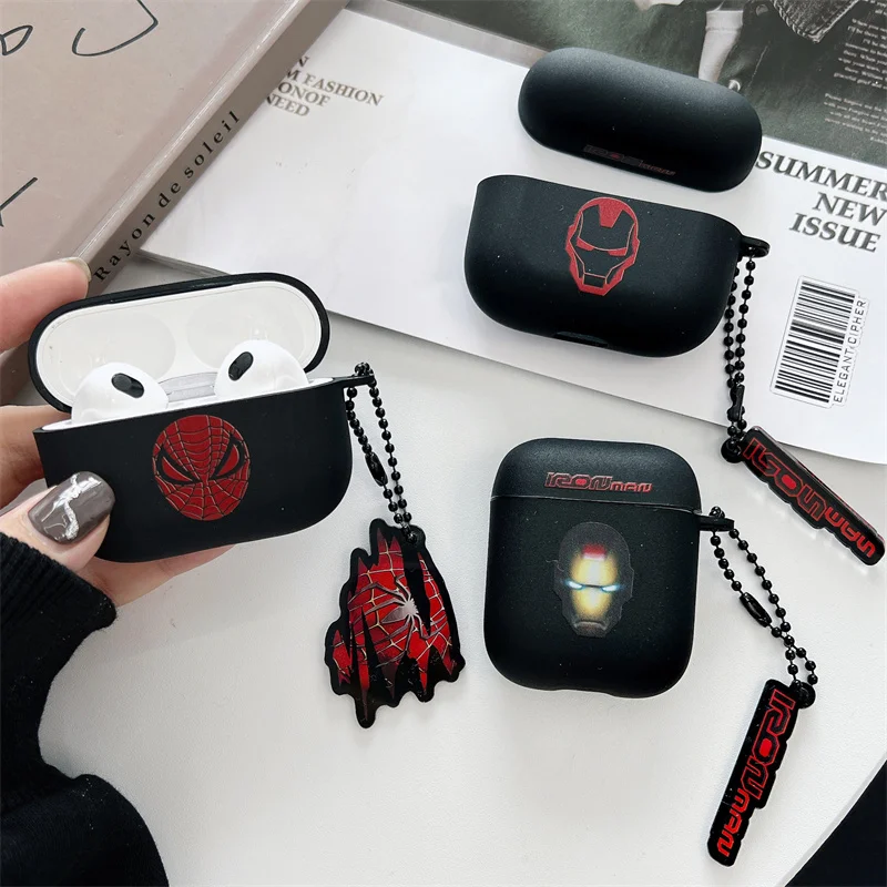 Für Spider Man Design Muster Fall für AirPods Pro2 Pro 2 2nd USB C Abdeckung für AirPods 3rd 2 1 Pro Generation Fällen mit Haken Image