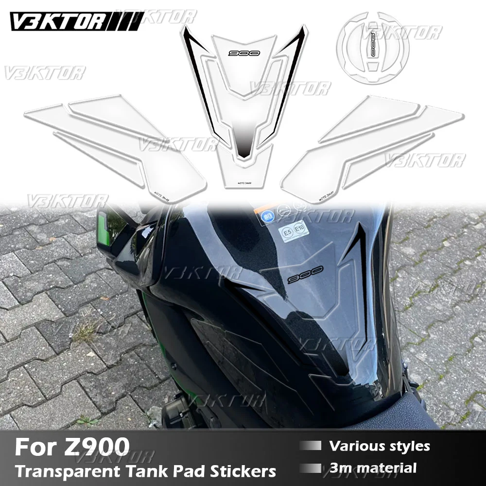 Für Kawasaki Z900 Z900 2017-2025 3D Motorrad Transparent Kraftstoff Tank Pad Aufkleber Tank Kappe Aufkleber Schutz wasserdicht Image