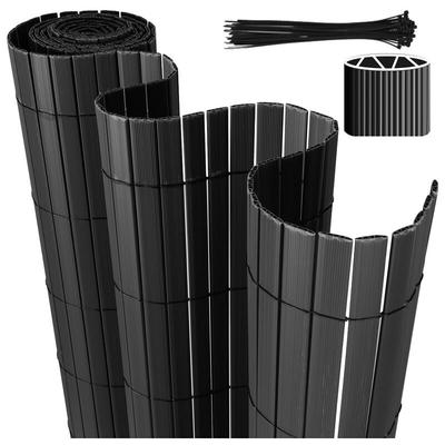 Pvc Sichtschutzmatte Sichtschutzzaun Sichtschutz für Zaun Balkon grau 100x300cm Stabile W-Form Image