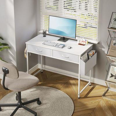 Klihome - Schreibtisch, Computertisch mit 2 Schubladen, Bürotisch mit 1 Kopfhörer-Halter, 1 Image