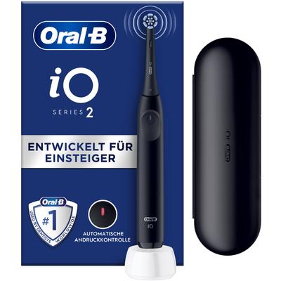 Elektrische Zahnbürste ORAL-B "iO Series 2", schwarz (night schwarz), Elektrozahnbürsten, für die sanfte Reinigung, Reise-Etui
