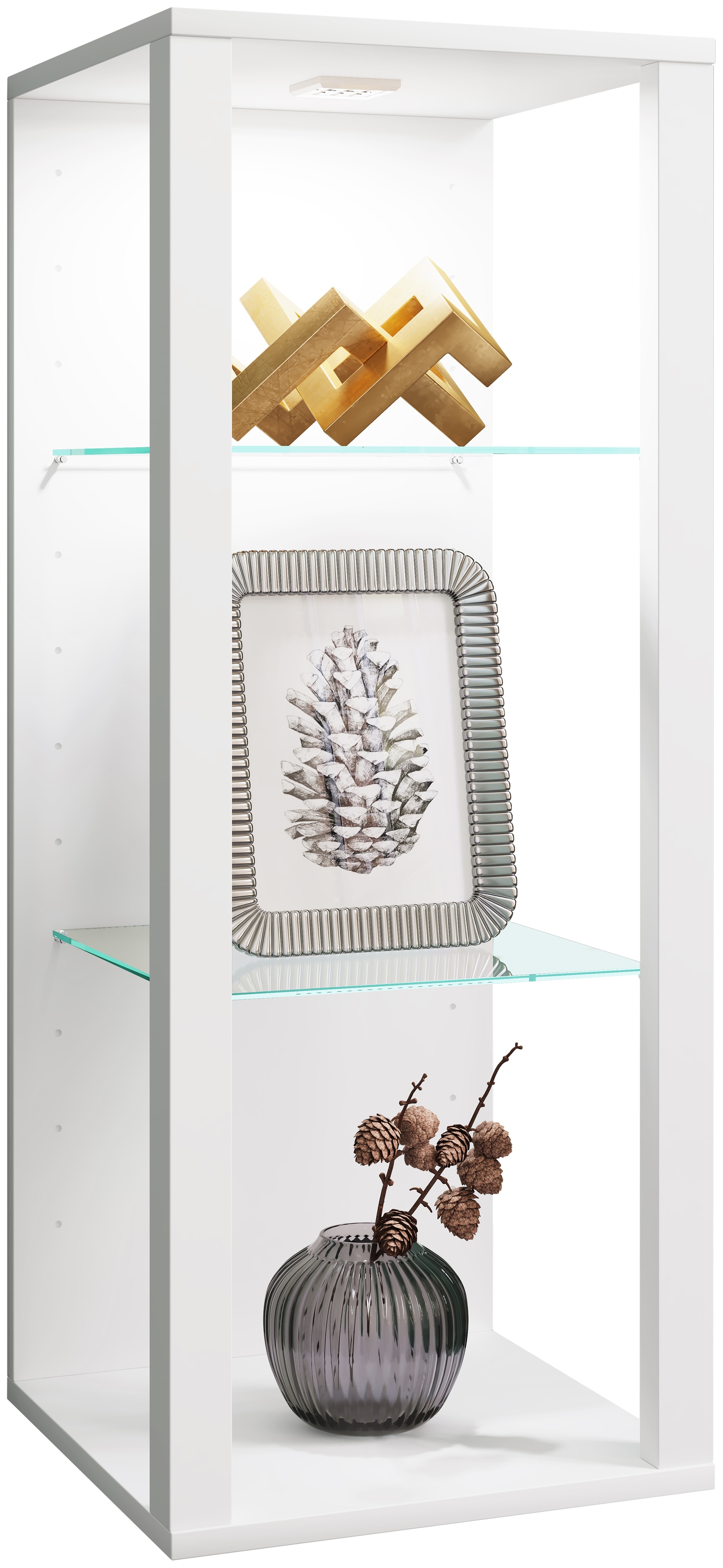 Wandregal VCM "Holz Glas Wandvitrine Wandregal Glasol MW" Gr. 35, weiß, B:35cm, Regale, Wandregal