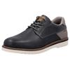 Schnürschuh RIEKER, Herren, Gr. 46, blau (blau, grau), Leder, Lederimitat, sportlich, Schuhe, Halbschuh, Casual-Schnürer mit leichtem Einstieg dank Gummizug