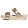 Keilpantolette FITFLOP "LULU", Damen, Gr. 38, grau (platinfarben), Synthetik, metallic, modisch, Schuhe, Keilsandale, Sommerschuh in schmaler Form