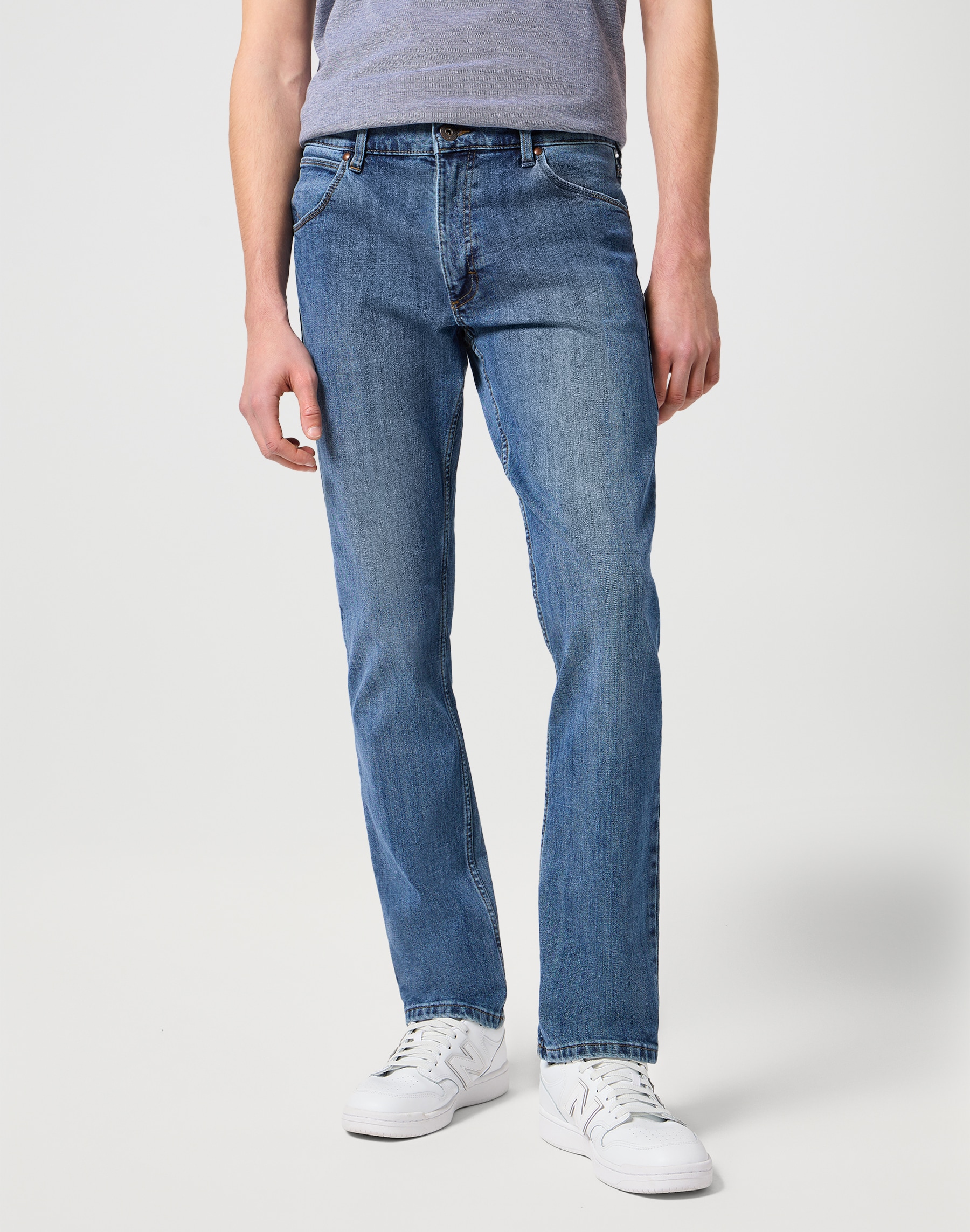 Regular-fit-Jeans WRANGLER "Authentic Regular", Herren, Gr. 42, Länge 30, grau (mid stone), Denim/Jeans, Obermaterial: 98% Baumwolle, 2% Elasthan, regular fit lang, Jeans, Topseller