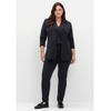 Stoffhose SHEEGO "Große Größen", Damen, Gr. 48, Normalgrößen, blau (tiefblau), Obermaterial: 100% Polyester, unifarben, klassisch, comfort fit lang, Hosen, mit Teilgummibund