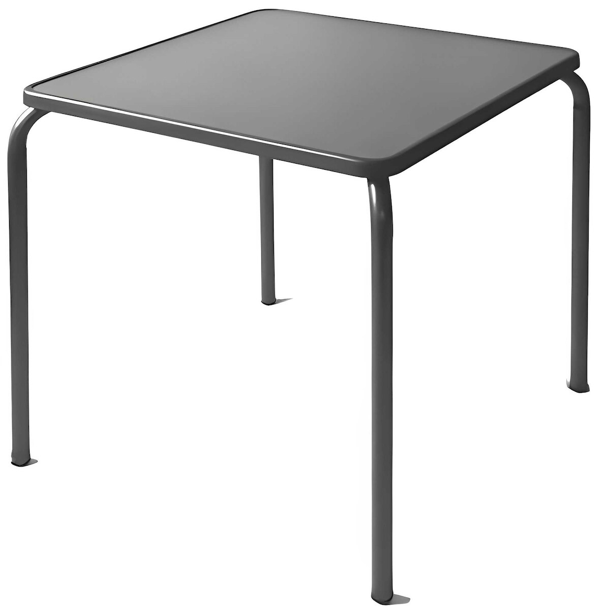 Quadratische Stahltische 70x70 cm in Grau Farbe. Stapelbare Möbel für Innen- und Außenterrassen von Bars, Restaurants und Catering-Unternehmen. Image