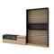 SKRAUT HOME Wohnzimmer TV-Schrank, Wohnwand System, 260x35x186cm, Für TV bis 65“, Elektrischer Kamin, Moderner Stil, Eiche und schwarz - 88_14