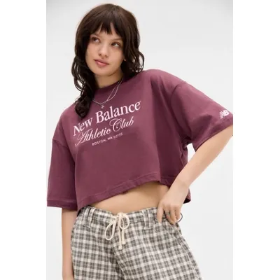 New Balance Athletics Crop T-Shirt - Pink XS at Urban Outfitters