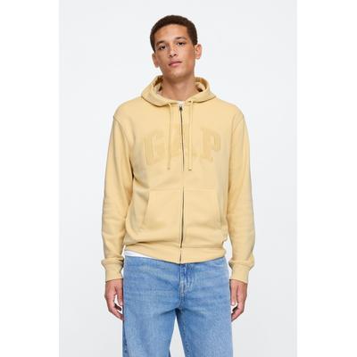 Gap Mens Yellow Logo Fleece-Lined Zip Up Hoodie - Yellow