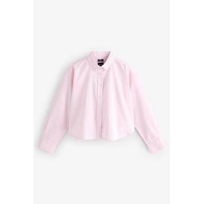 Gap Womens Pink Organic Cotton Poplin Cropped Oversized Shirt - Pink